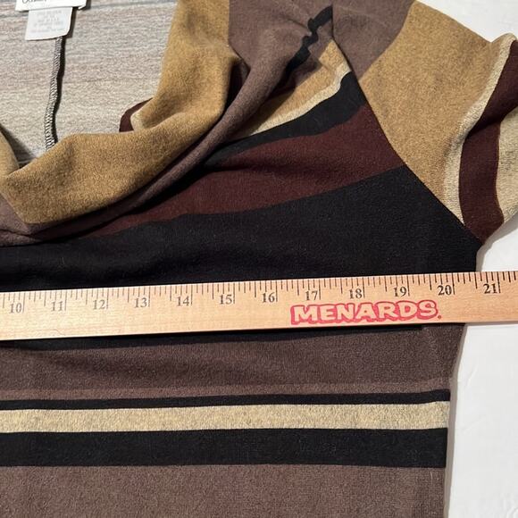 Olivia Matthews brown striped knit dress with scoop neck tie waist XL - Picture 7 of 10